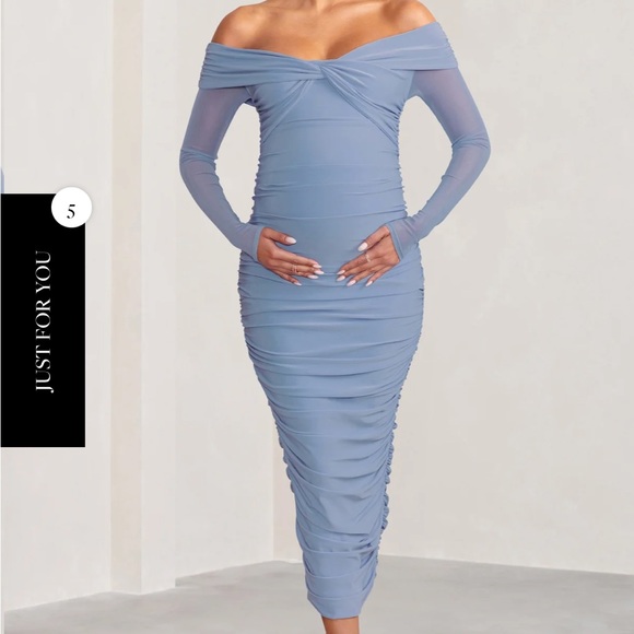 Club L London Maternity Dress Neva Bardot NWOT - Picture 4 of 12